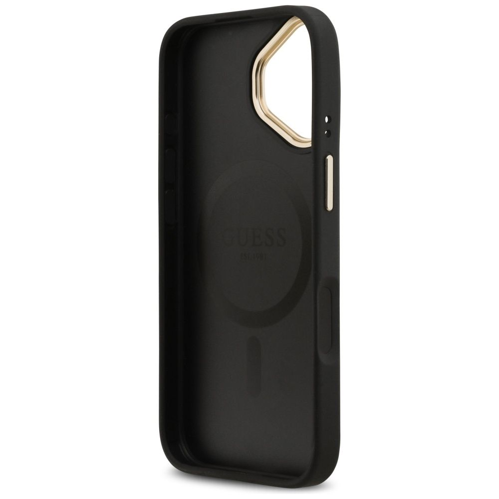 afe35c5c7a3cded51ac8fac7d81e3ddb GUESS case for IPHONE 17 compatible with MagSafe GUHMP17SPSAMSECK (PU W/ Peony Hot Stamp) black