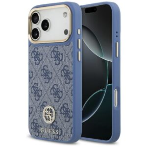 GUESS case for IPHONE 17 Pro Max compatible with MagSafe GUHMP17XP4GRMDEB (PU W/ 4G Strass Logo) blue