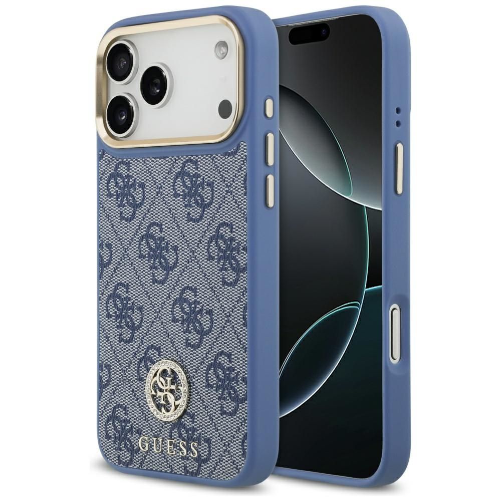 b04a97e765ae7f07cd16dd71a68883d1 GUESS case for IPHONE 17 Pro Max compatible with MagSafe GUHMP17XP4GRMDEB (PU W/ 4G Strass Logo) blue