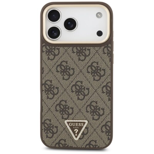 GUESS case for IPHONE 17 Pro Max compatible with MagSafe GUHMP17XP4GTDGMW (4G PU W/ Triangle Logo) gold brown