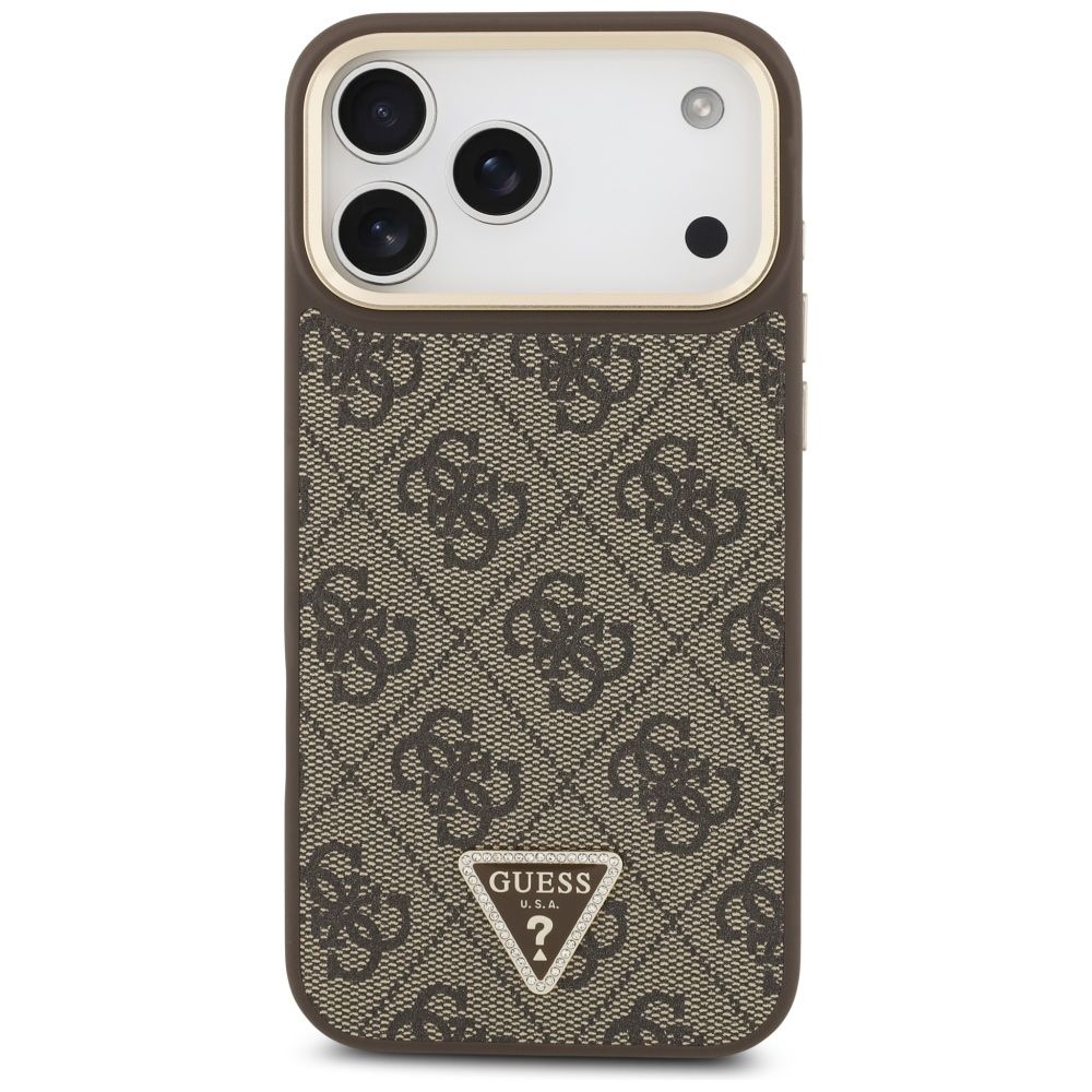 b07db81307a80d287bebc80e8038d1b9 GUESS case for IPHONE 17 Pro Max compatible with MagSafe GUHMP17XP4GTDGMW (4G PU W/ Triangle Logo) gold brown