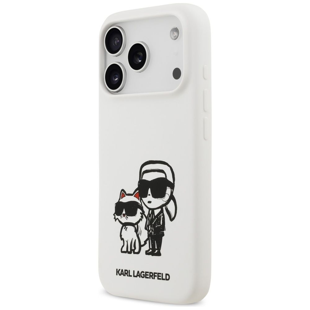 b088ee18a55e85bbf01e0c68fe4038e0 KARL LAGERFELD case for IPHONE 17 Pro compatible with MagSafe KLHMP17LSKCGRGOH (Silicone W/ K&C Sketch & Logo) white