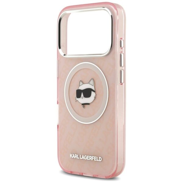 KARL LAGERFELD case for IPHONE 17 Pro compatible with MagSafe KLHMP17LHMKBCHOP (IML Choupette Head Logo) pink