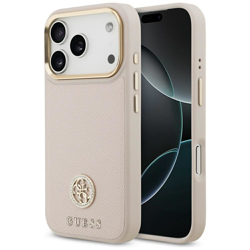 b271686179bef2d2301101b51cd0dfc8 GUESS case for IPHONE 17 Pro compatible with MagSafe GUHMP17LPGCRMDEP (PU W/ Grained Strass Logo) pink