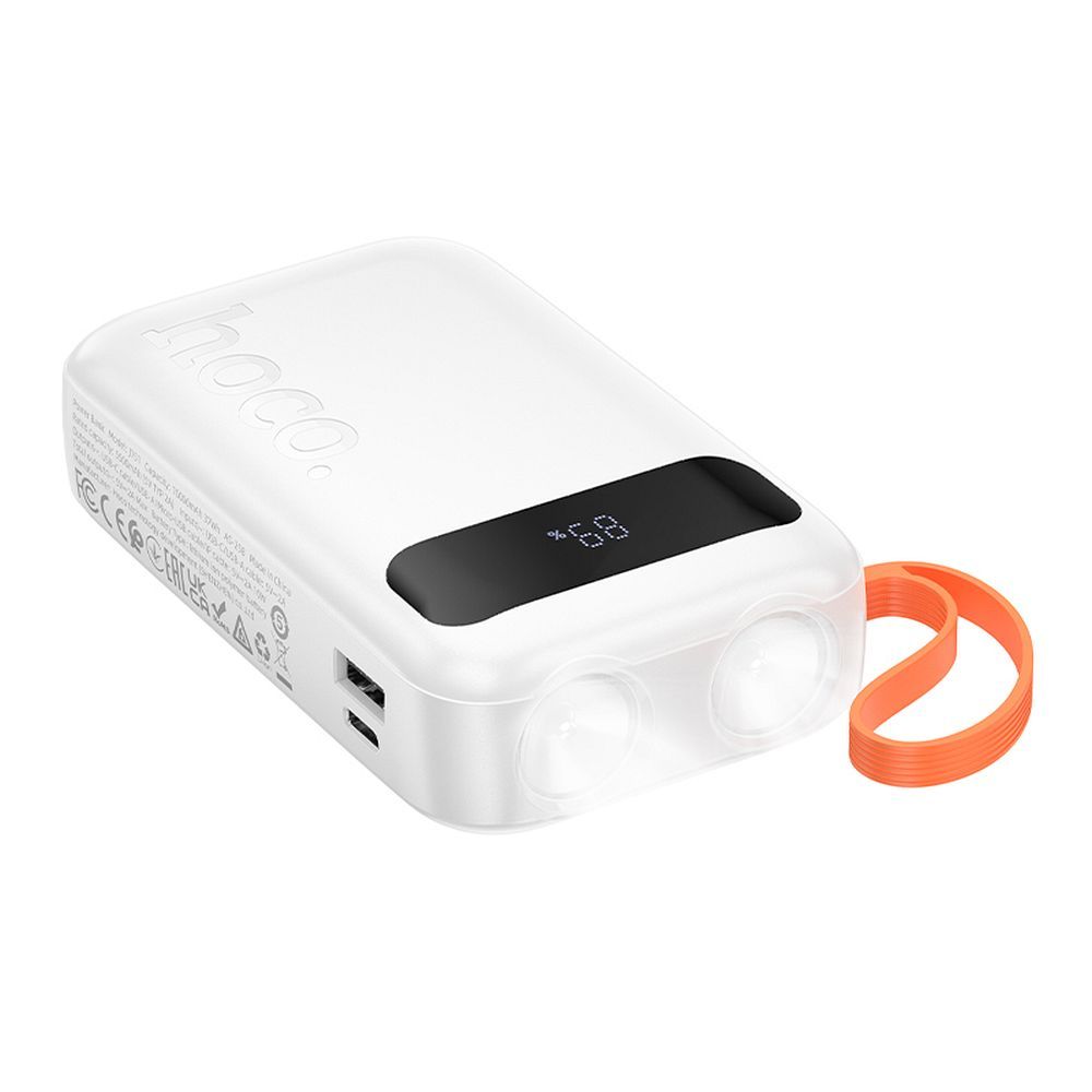 b345621e954af0c38d73bfb0b278916e Powerbank Hoco 10000 mAh with built-in cables USB A + USB C+ Lightning + Micro USB and double light J151 white