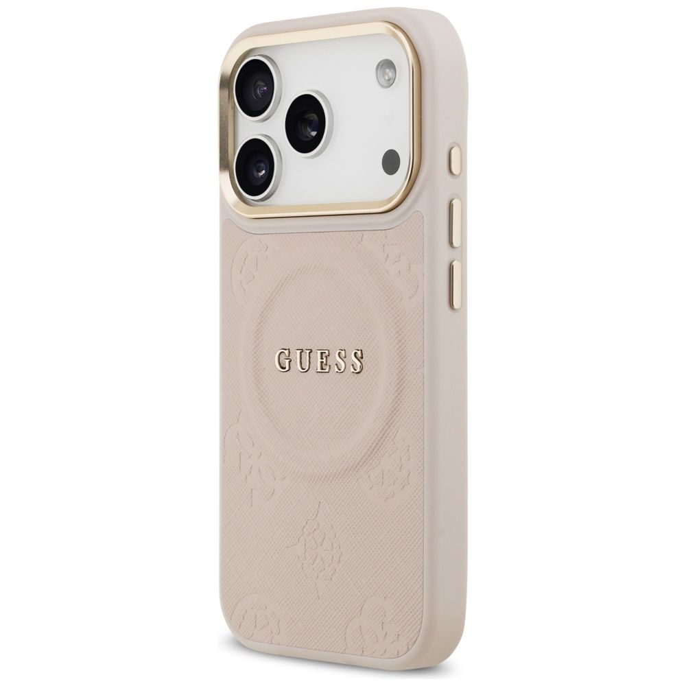 b3702279e2a37bff5f652a7d9234beda GUESS case for IPHONE 17 Pro compatible with MagSafe GUHMP17LPSAMSECP (PU W/ Peony Hot Stamp) pink