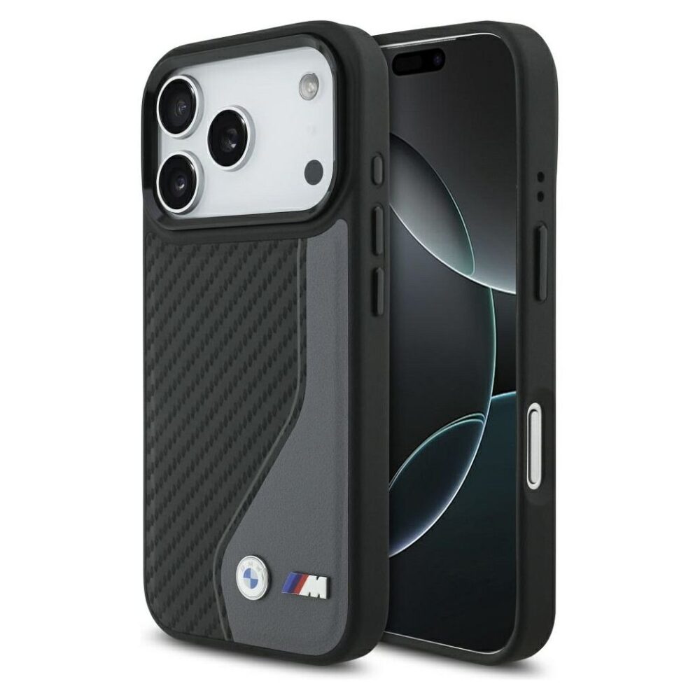 BMW case for IPHONE 17 Pro compatible with MagSafe BMHMP17L25PCCSCAK (PU Carbon Logo) anthracite