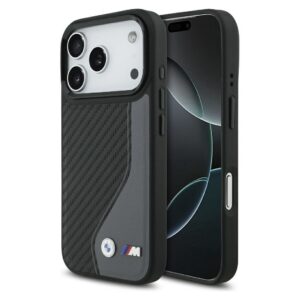 BMW case for IPHONE 17 Pro compatible with MagSafe BMHMP17L25PCCSCAK (PU Carbon Logo) anthracite