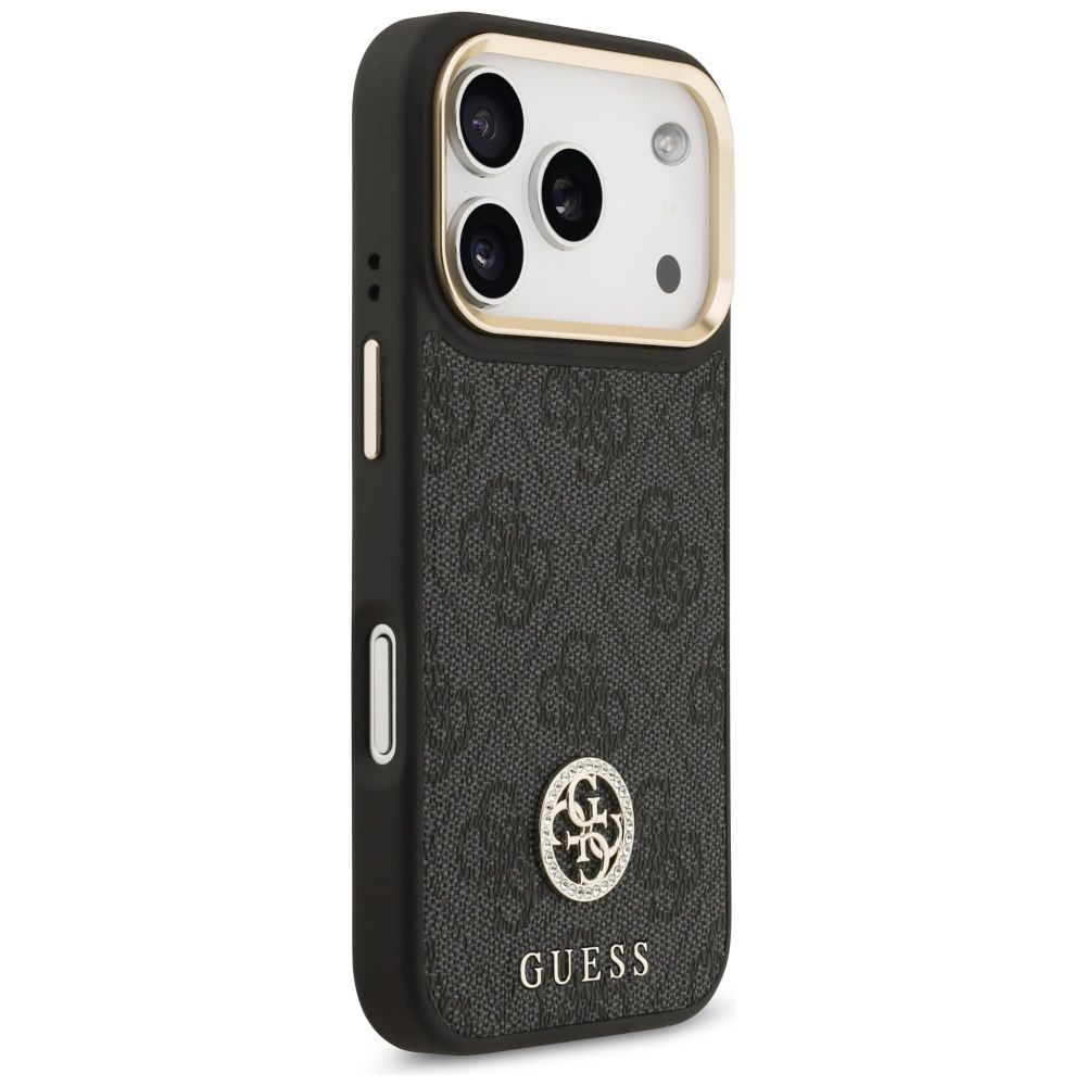 b41138d1a95a10ce71111aa510350ccd GUESS case for IPHONE 17 Pro compatible with MagSafe GUHMP17LP4G4DCSK (PU W/ Strass Logo & Big Strap Metal Buttons) black