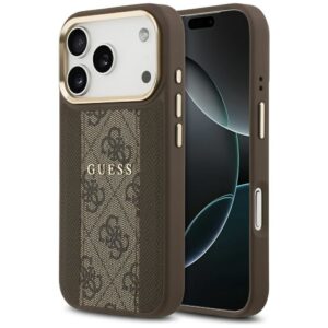 GUESS case for IPHONE 17 Pro compatible with MagSafe GUHMP17LPG4SEMCW (PU W/ 4G Stripe) brown