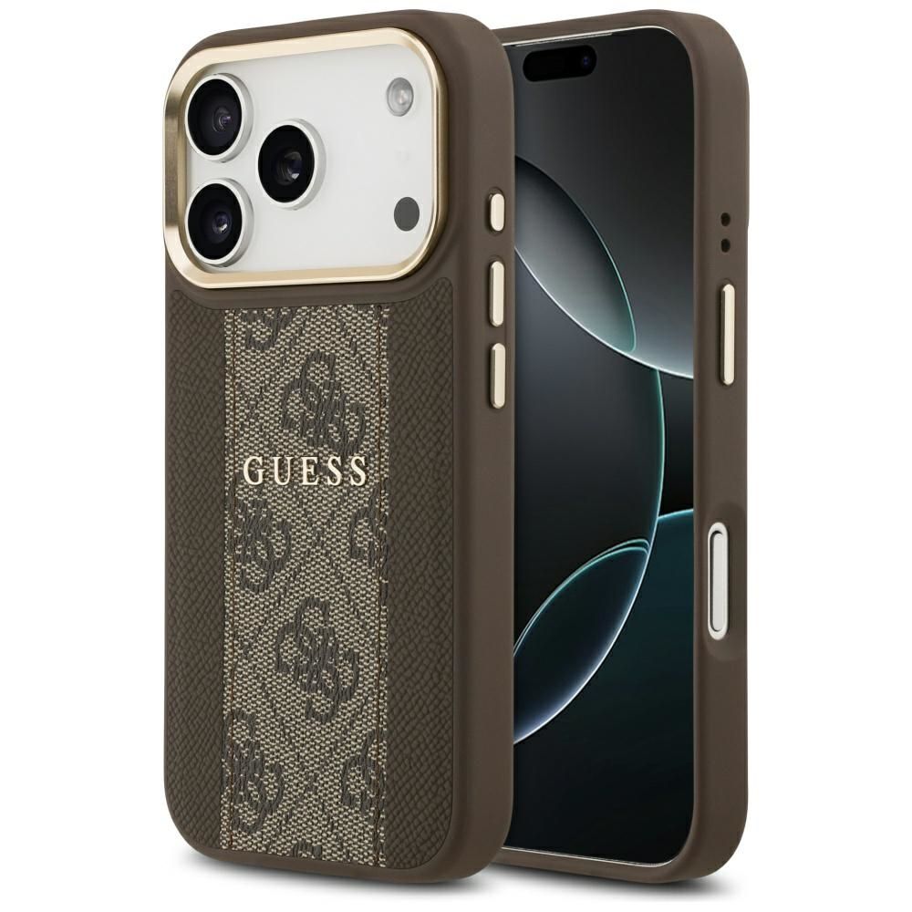 b60bdb13d243e8547d59477f583353e5 GUESS case for IPHONE 17 Pro compatible with MagSafe GUHMP17LPG4SEMCW (PU W/ 4G Stripe) brown