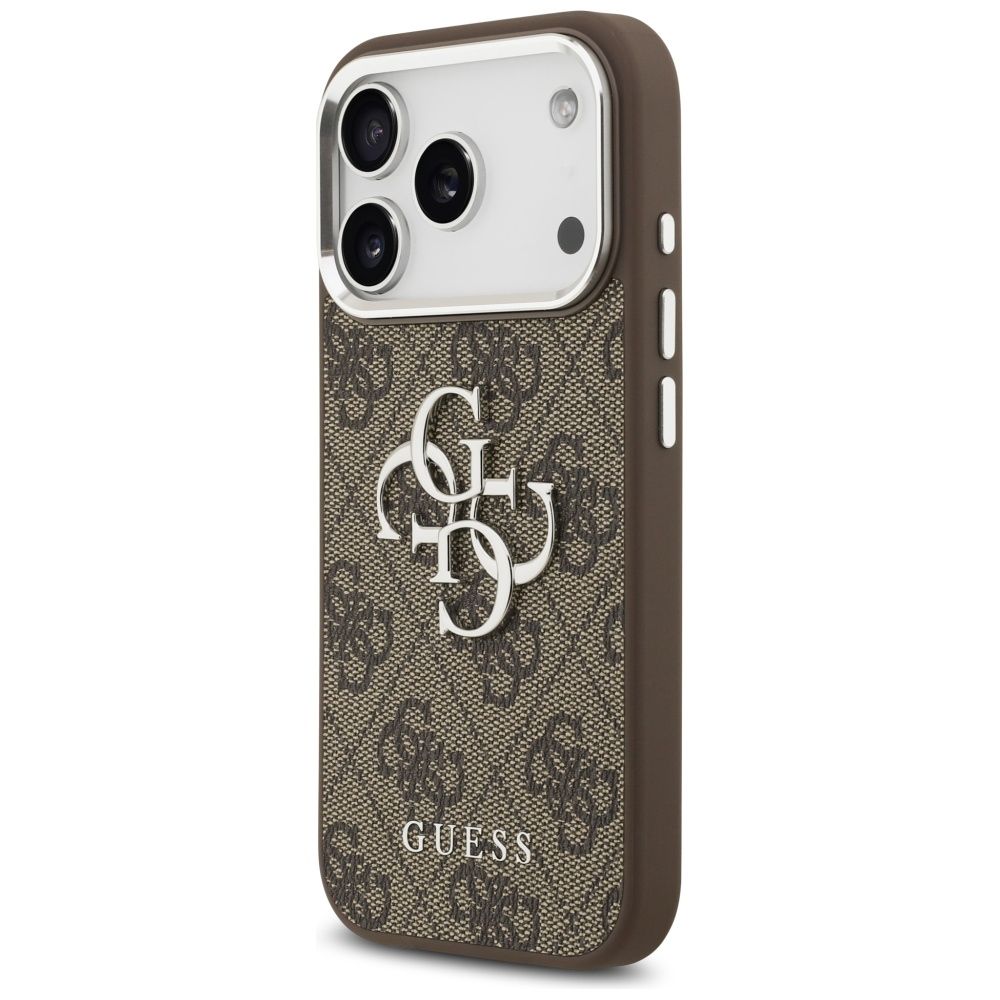 b65f9e13062dc0090370694042d3434f GUESS case for IPHONE 17 Pro GUHCP17LP4G4SMCW (4G PU Leather Case with Big 4G and Classic Logo and Silver Metal Camera Frame) brown