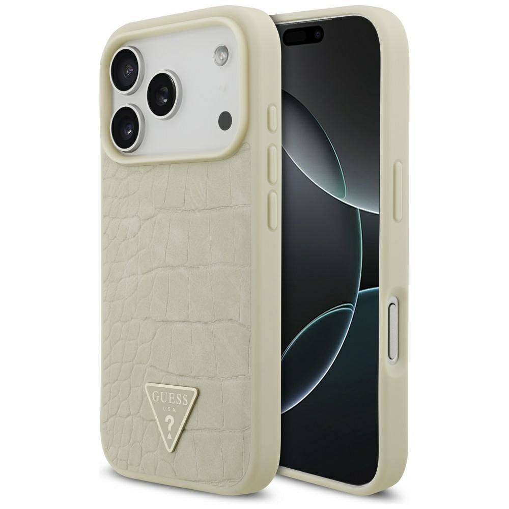 b6e57f9d89ee376c67cb72e8f02fe8eb GUESS case for IPHONE 17 Pro compatible with MagSafe GUHMP17LPCRTHCD (PU Croco Triangle Logo) gold