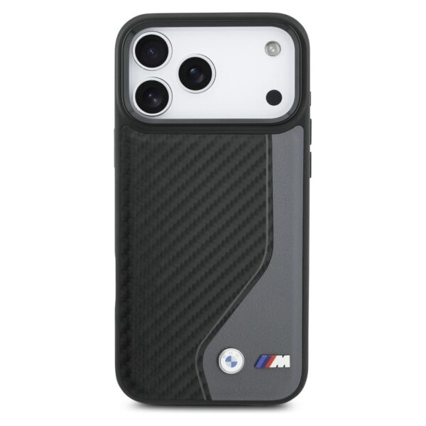 BMW case for IPHONE 17 Pro Max compatible with MagSafe BMHMP17X25PCCSCAK (PU Carbon Logo) anthracite