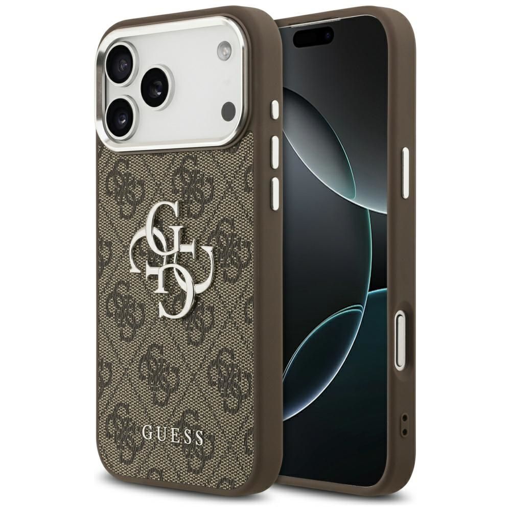 b8c9f6470bcd838a81cf42f9e2384613 GUESS case for IPHONE 17 Pro Max GUHCP17XP4G4SMCW (4G PU Leather Case with Big 4G and Classic Logo and Silver Metal Camera Frame) brown