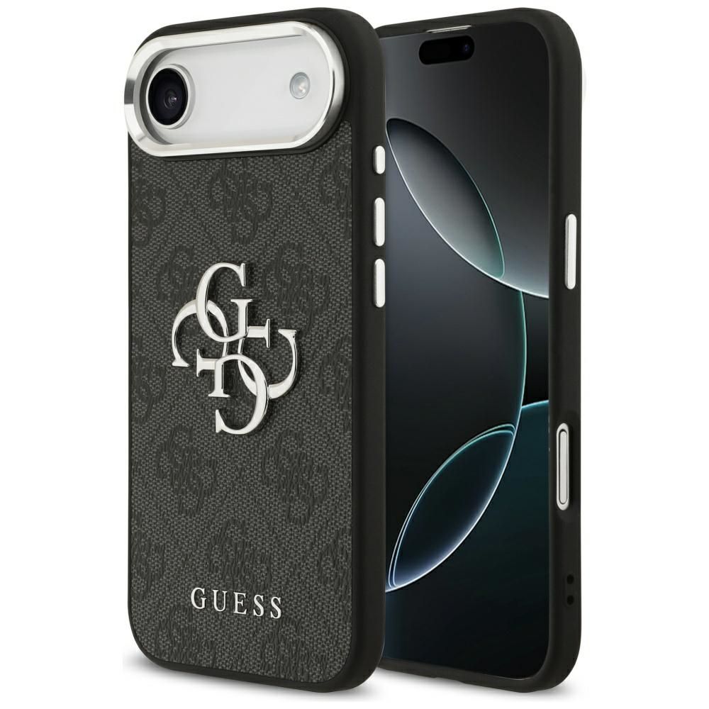 b925c9a1d6d1fdbee1e33666dda2e3ce GUESS case for IPHONE 17 Air GUHCP17MP4G4SMCK (4G PU Leather Case with Big 4G and Classic Logo and Silver Metal Camera Frame) black