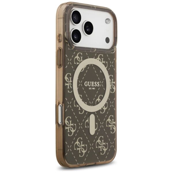ba3699ed665f80a2c72389ba7bf1ac65 GUESS case for IPHONE 17 Pro compatible with MagSafe GUHMP17LH4DTEW (IML 4G Background) brown