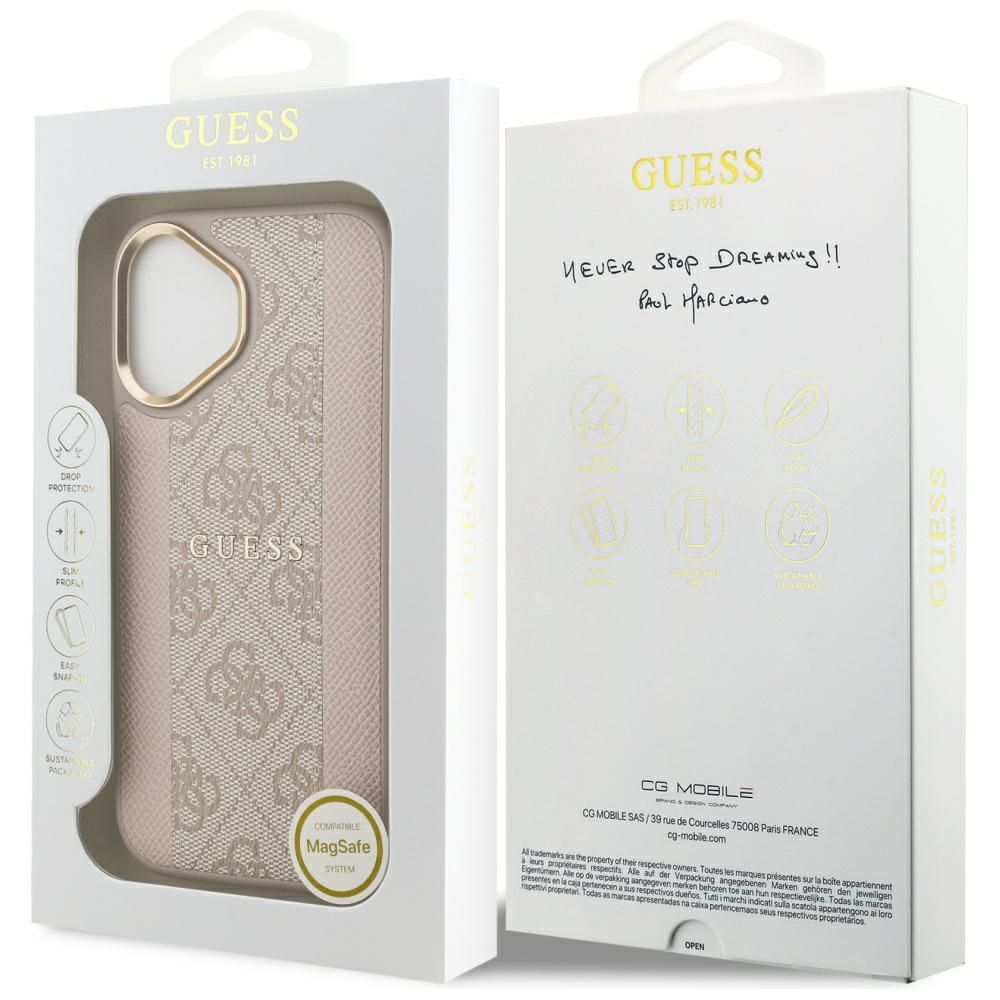 bacaa84c2f7774c63107a003b8d3e8fa GUESS case for IPHONE 17 compatible with MagSafe GUHMP17SPG4SEMCP (PU W/ 4G PU Stripe) pink