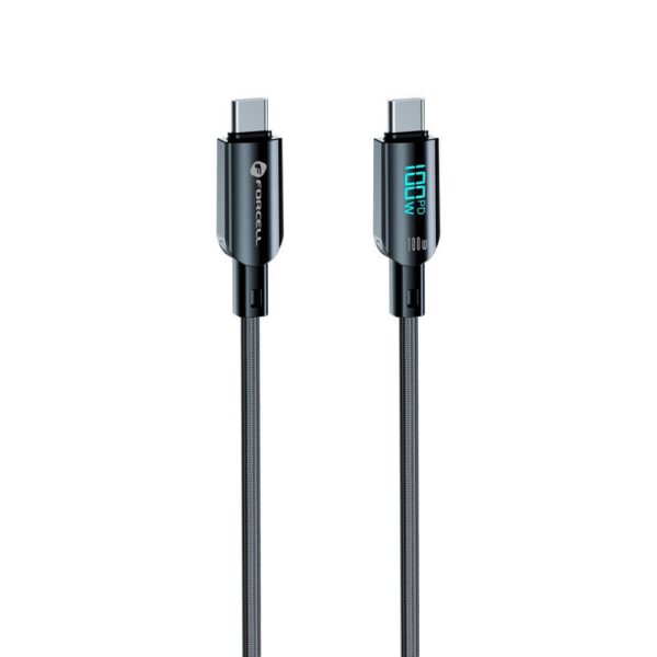 bb53d7f02736a0730ee2529fd73590bc FORCELL F-ENERGY C277 cable Type C to Type C QC4.0 PD 5A 100W Digital 1,2 m black