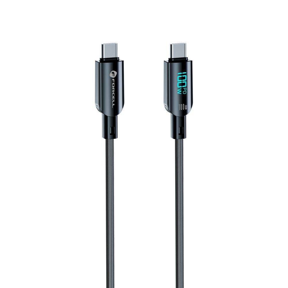 bb53d7f02736a0730ee2529fd73590bc FORCELL F-ENERGY C277 cable Type C to Type C QC4.0 PD 5A 100W Digital 1,2 m black