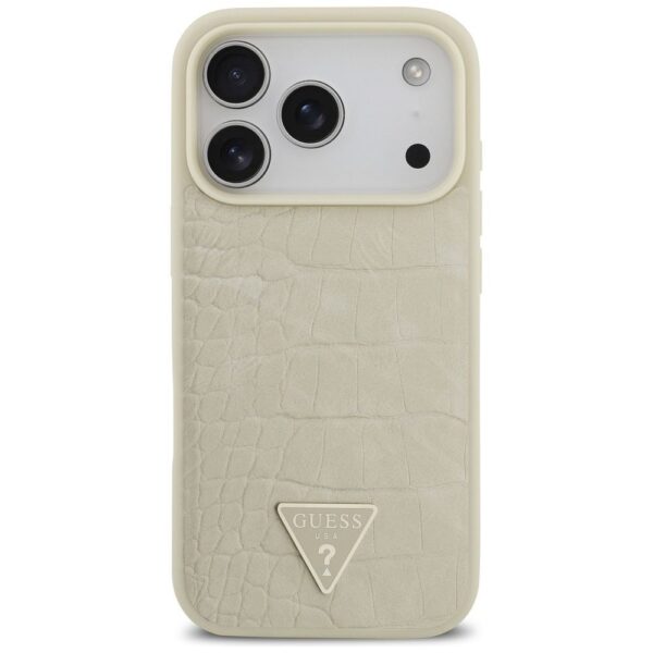 bb7c5006d3e5d572330de3de6ad06904 GUESS case for IPHONE 17 Pro compatible with MagSafe GUHMP17LPCRTHCD (PU Croco Triangle Logo) gold
