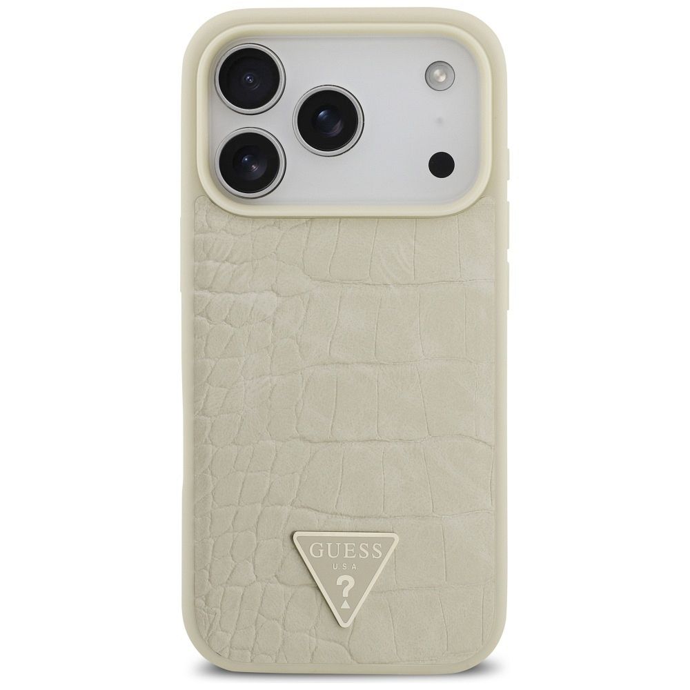 bb7c5006d3e5d572330de3de6ad06904 GUESS case for IPHONE 17 Pro compatible with MagSafe GUHMP17LPCRTHCD (PU Croco Triangle Logo) gold
