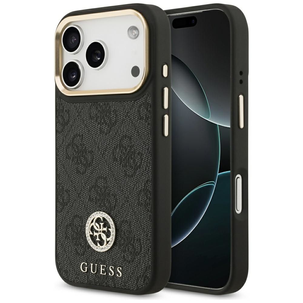 bc9e500f01890de205b2e944fccad259 GUESS case for IPHONE 17 Pro compatible with MagSafe GUHMP17LP4GRMDEK (PU W/ 4G Strass Logo) black
