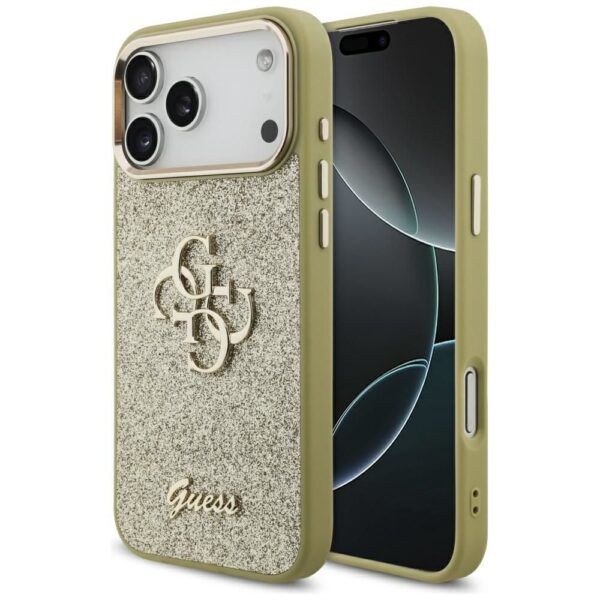GUESS case for IPHONE 17 Pro Max GUHCP17XHG4SGCD (Fixed Glitter Big 4G Metal Frame) gold