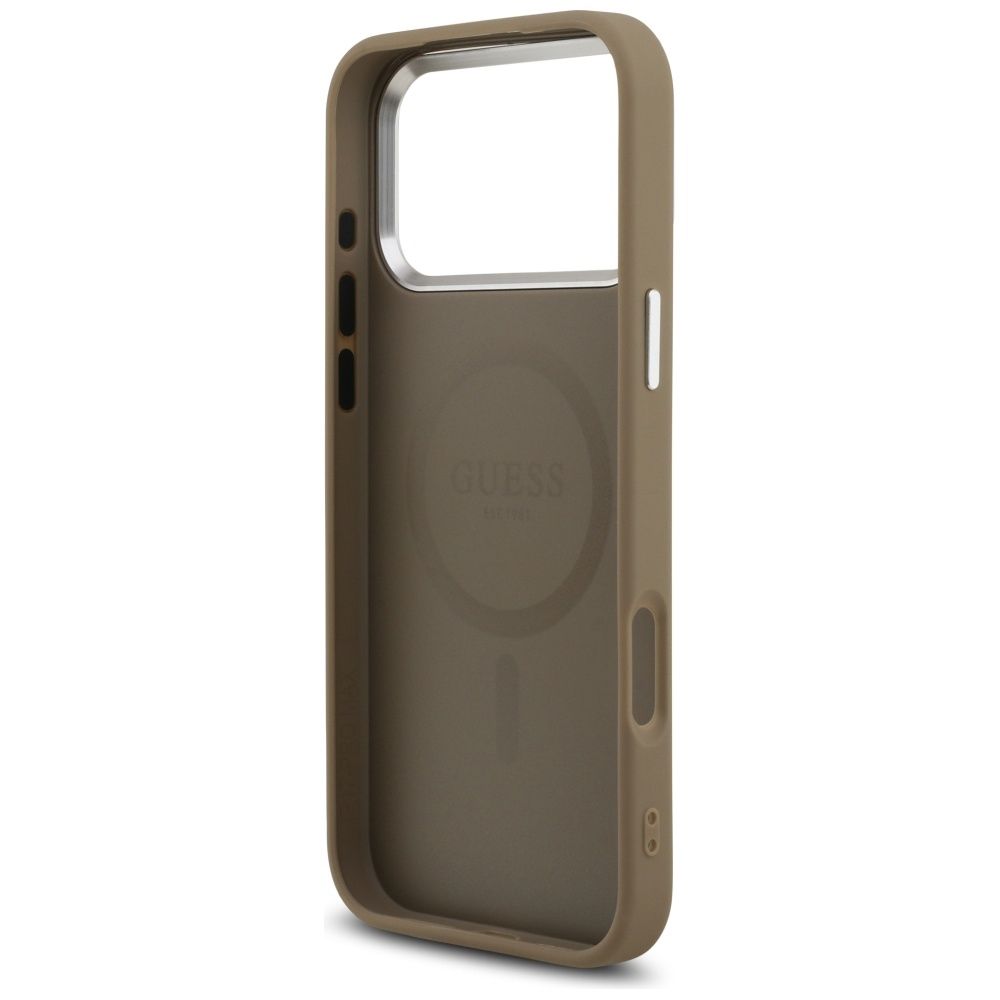 bd631c750630c49f7b1b35d6a5872d2a GUESS case for IPHONE 17 Pro Max compatible with MagSafe GUHMP17XPGTSPSW (Grained PU Triangle Logo) brown