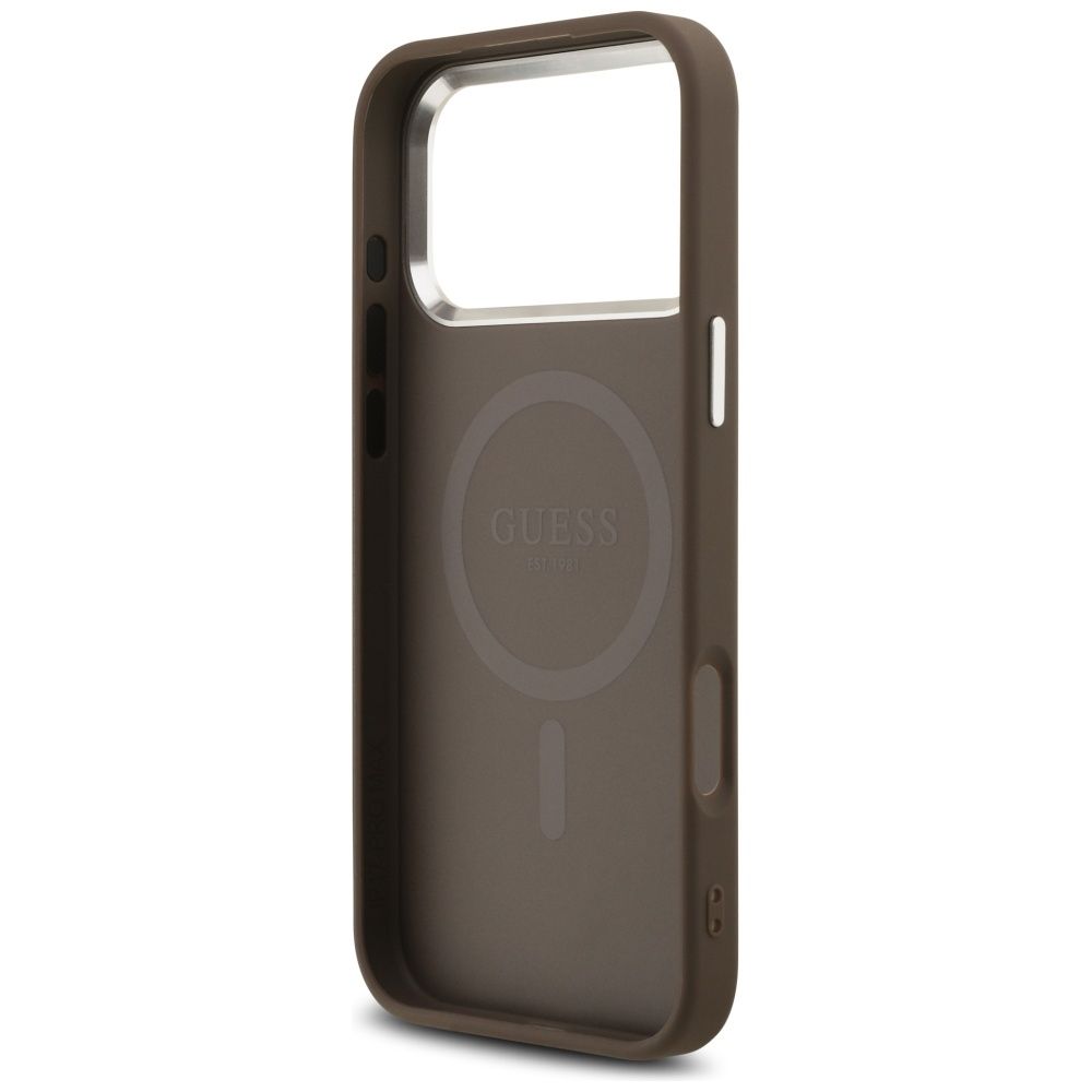 bdc4770f027eae672bbe233cd53dadc3 GUESS case for IPHONE 17 Pro Max compatible with MagSafe GUHMP17XP4TSRCMW (PU 4G W/Triangle Logo SL) brown