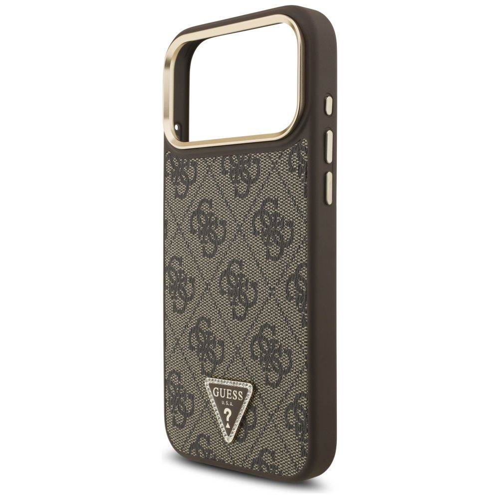 be15c8637a412077767d88f9bb54bf88 GUESS case for IPHONE 17 Pro Max compatible with MagSafe GUHMP17XP4GTDGMW (4G PU W/ Triangle Logo) gold brown