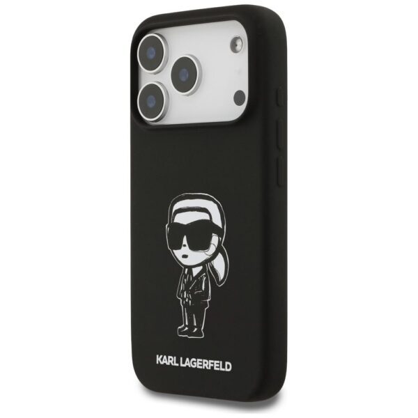 KARL LAGERFELD case for IPHONE 17 Pro compatible with MagSafe KLHMP17LSKIGROK (Silicone W/ KL Sketch & Logo) black