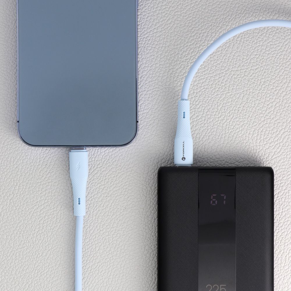 bf3f7c290c2234cbe063e54472adb23e FORCELL F-ENERGY C346 cable Type C to Lightning PD 3A 27W Silicone 1 m blue