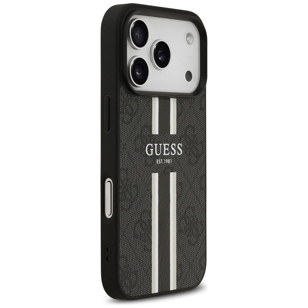 GUESS case for IPHONE 17 Pro compatible with MagSafe GUHMP17LP4RPSK (4G Printed Stripes) black