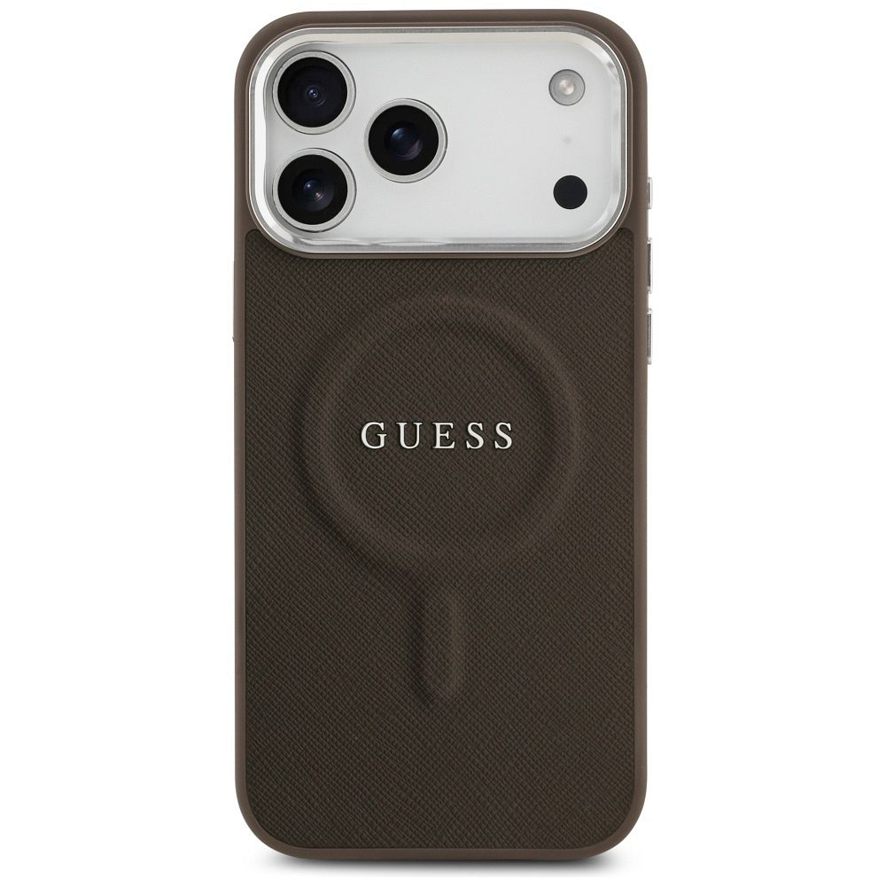 GUESS case for IPHONE 17 Pro compatible with MagSafe GUHMP17LPSAREGSW (PU W/ Classic Logo) brown