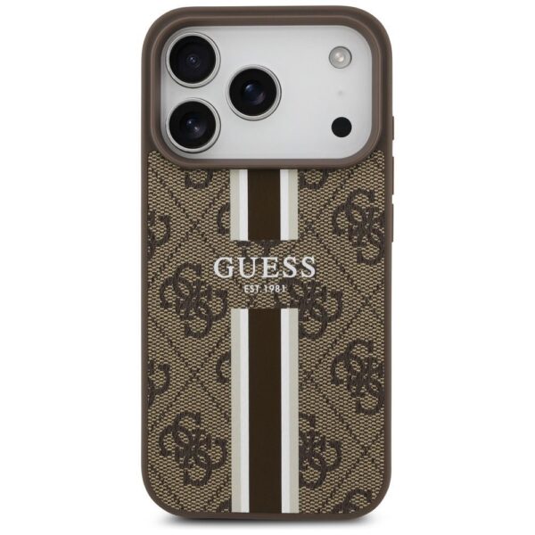 GUESS case for IPHONE 17 Pro compatible with MagSafe GUHMP17LP4RPSW (4G Printed Stripes) brown