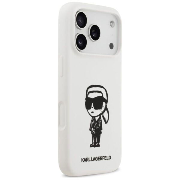KARL LAGERFELD case for IPHONE 17 Pro compatible with MagSafe KLHMP17LSKIGROH (Silicone W/ KL Sketch & Logo) white