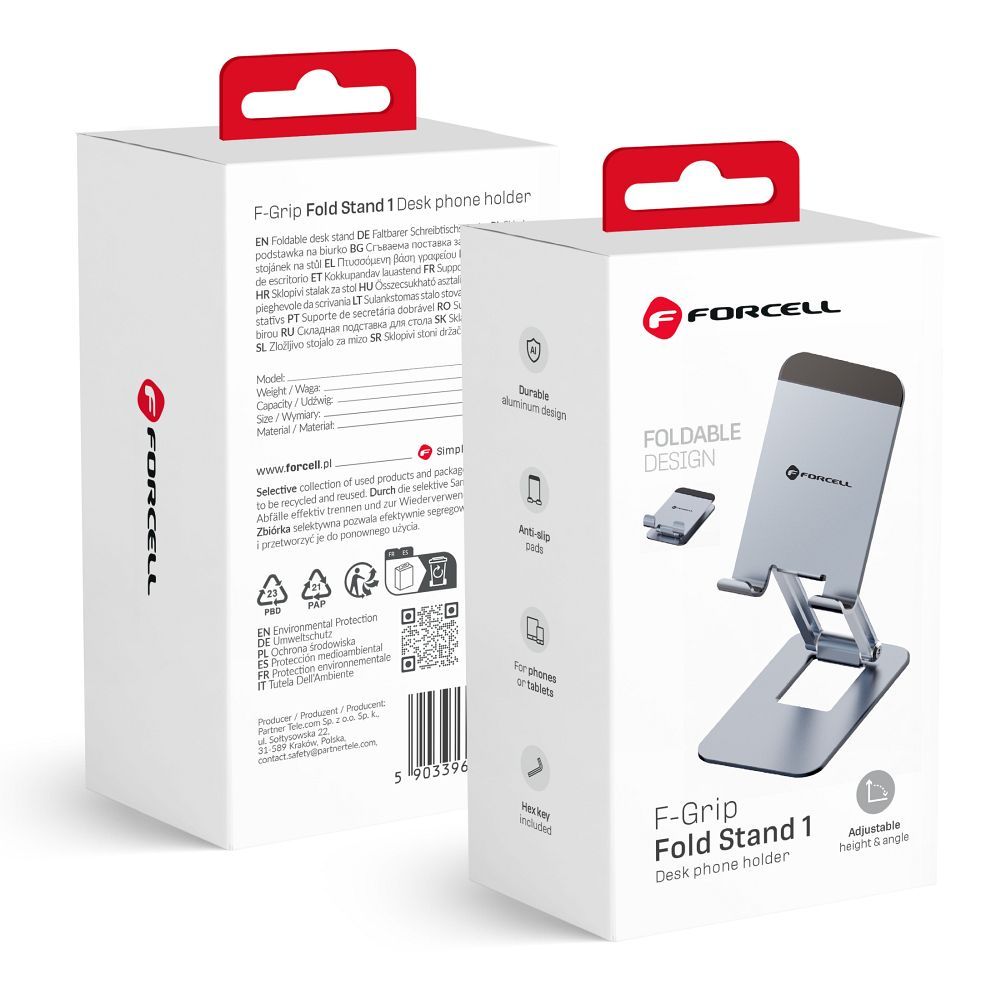 c4a19c0aa7acaf06ee5616fd884cfc1b Desk holder for phone / tablet foldable Forcell F-Grip Fold Stand 1 gray