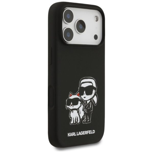KARL LAGERFELD case for IPHONE 17 Pro compatible with MagSafe KLHMP17LSKCGRGOK (Silicone W/ K&C Sketch & Logo) black