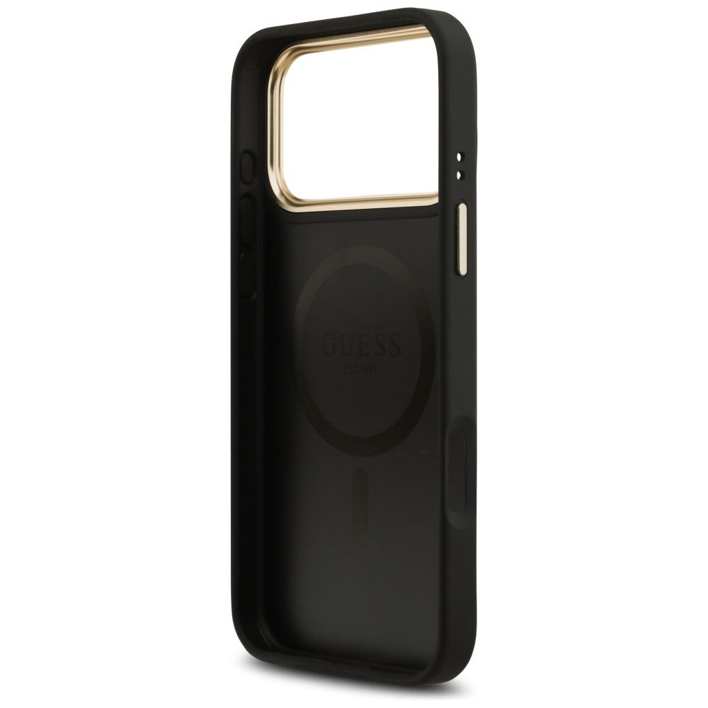 c5a52eee72065272843910d97671c0f5 GUESS case for IPHONE 17 Pro Max compatible with MagSafe GUHMP17XPG4SEMCK (PU W/ 4G Stripe) black