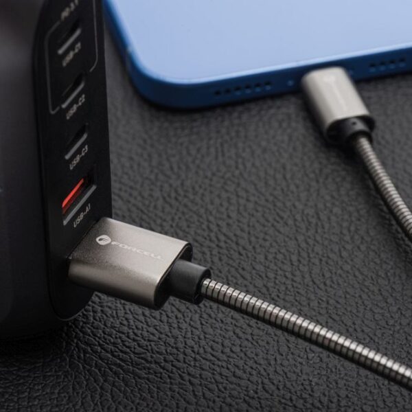 FORCELL F-ENERGY Metal C236 cable USB A to Lightning 2,4A 12W 1 m silver