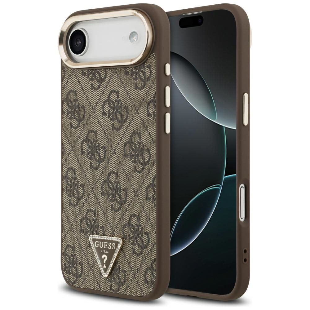c5c03f46dd5e74d47c125273cacc451b GUESS case for IPHONE 17 Air compatible with MagSafe GUHMP17MP4GTDGMW (4G PU W/ Triangle Logo) gold brown