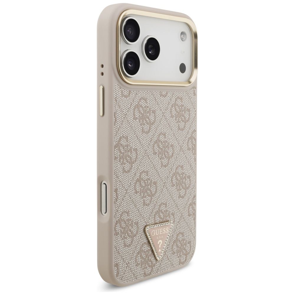 c8706b0aeddd3908c8487905d3712333 GUESS case for IPHONE 17 Pro Max compatible with MagSafe GUHMP17XP4G4TCSP (PU W/ Triangle Logo & Big Strap Metal Buttons) pink