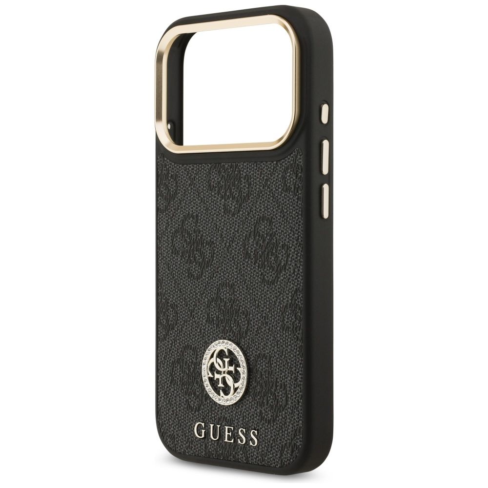 c999258f03816001ec84d4e270f9beca GUESS case for IPHONE 17 Pro compatible with MagSafe GUHMP17LP4G4DCSK (PU W/ Strass Logo & Big Strap Metal Buttons) black
