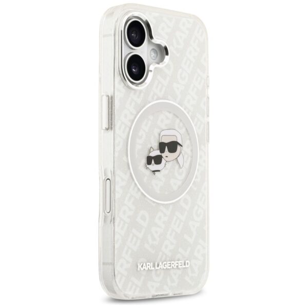 ca3ac70b8bcb3d95ec12c02ec49f74a3 KARL LAGERFELD case for IPHONE 17 compatible with MagSafe KLHMP17SHMKBKCHOG (IML Glitter K&C Heads Logo) gray