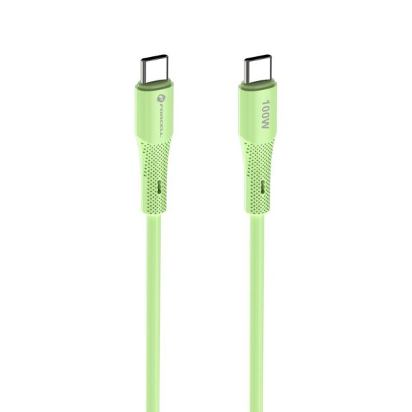 cbd576cf85706bb4779a1c8f20e919d8 FORCELL F-ENERGY C347 cable Type C to Type C QC4.0 PD 5A 100W Silicone 1 m green