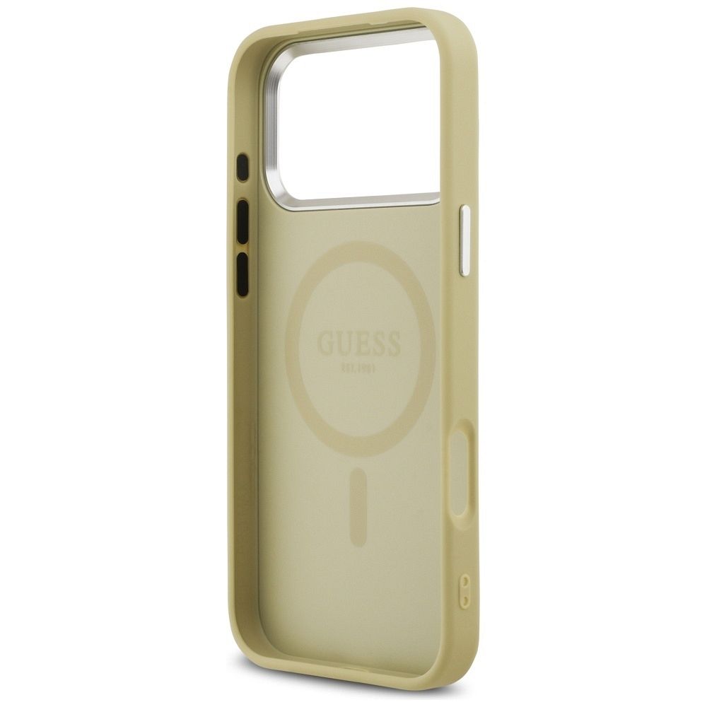 ccc614038d889082a4737080c76e3de0 GUESS case for IPHONE 17 Pro Max compatible with MagSafe GUHMP17XPFGTSCMD (PU Glitter W/ Triangle Logo) gold