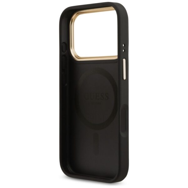 cd2441de2f1ef407f0c7eae431c568ee GUESS case for IPHONE 17 Pro compatible with MagSafe GUHMP17LP4G4DCSK (PU W/ Strass Logo & Big Strap Metal Buttons) black