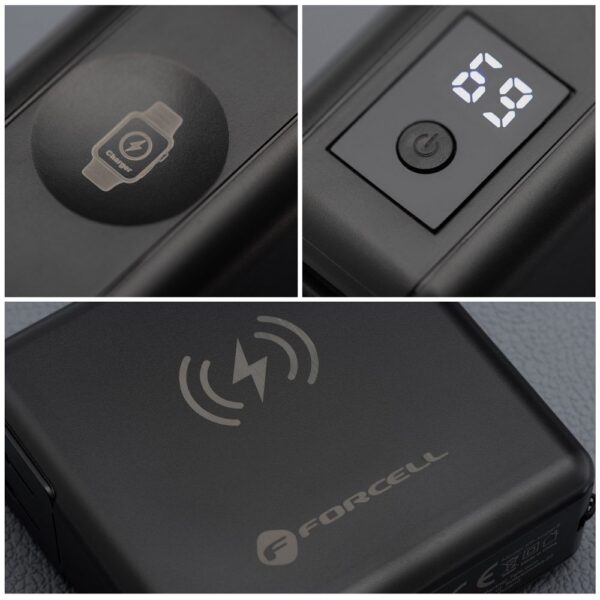 FORCELL F-ENERGY multifunctional charger 45W 6in1 with USB A and USB C sockets, power bank 15000mAh and wireless charging 15W