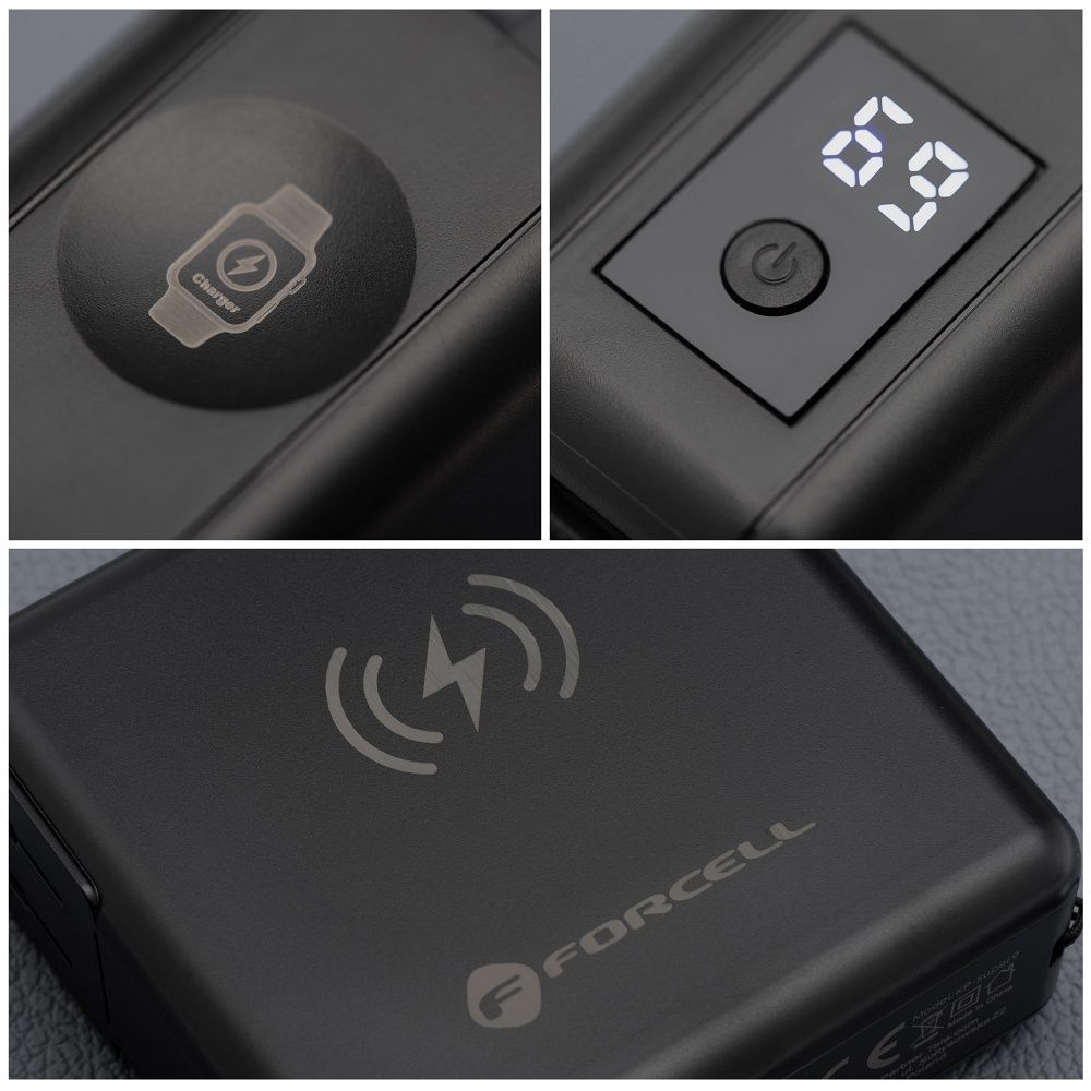 FORCELL F-ENERGY multifunctional charger 45W 6in1 with USB A and USB C sockets, power bank 15000mAh and wireless charging 15W